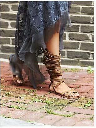 TAAFO Straps Casual Adjustable Buckle Open Toe Flat Gladiator Sandals