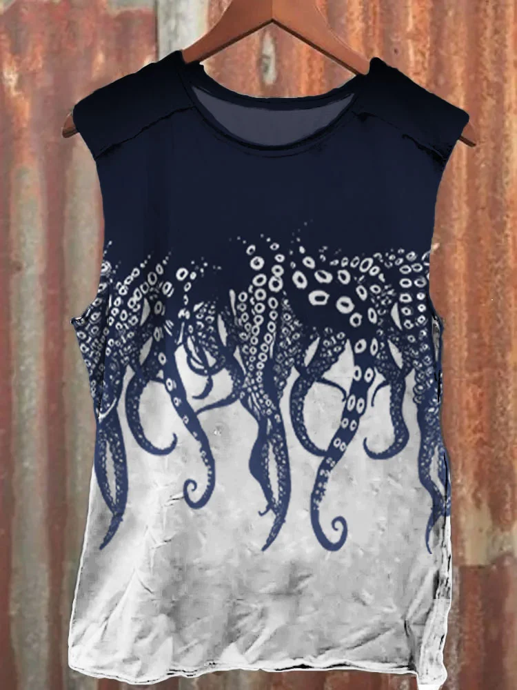 Unisex Ocean Octopus Print Tank Top
