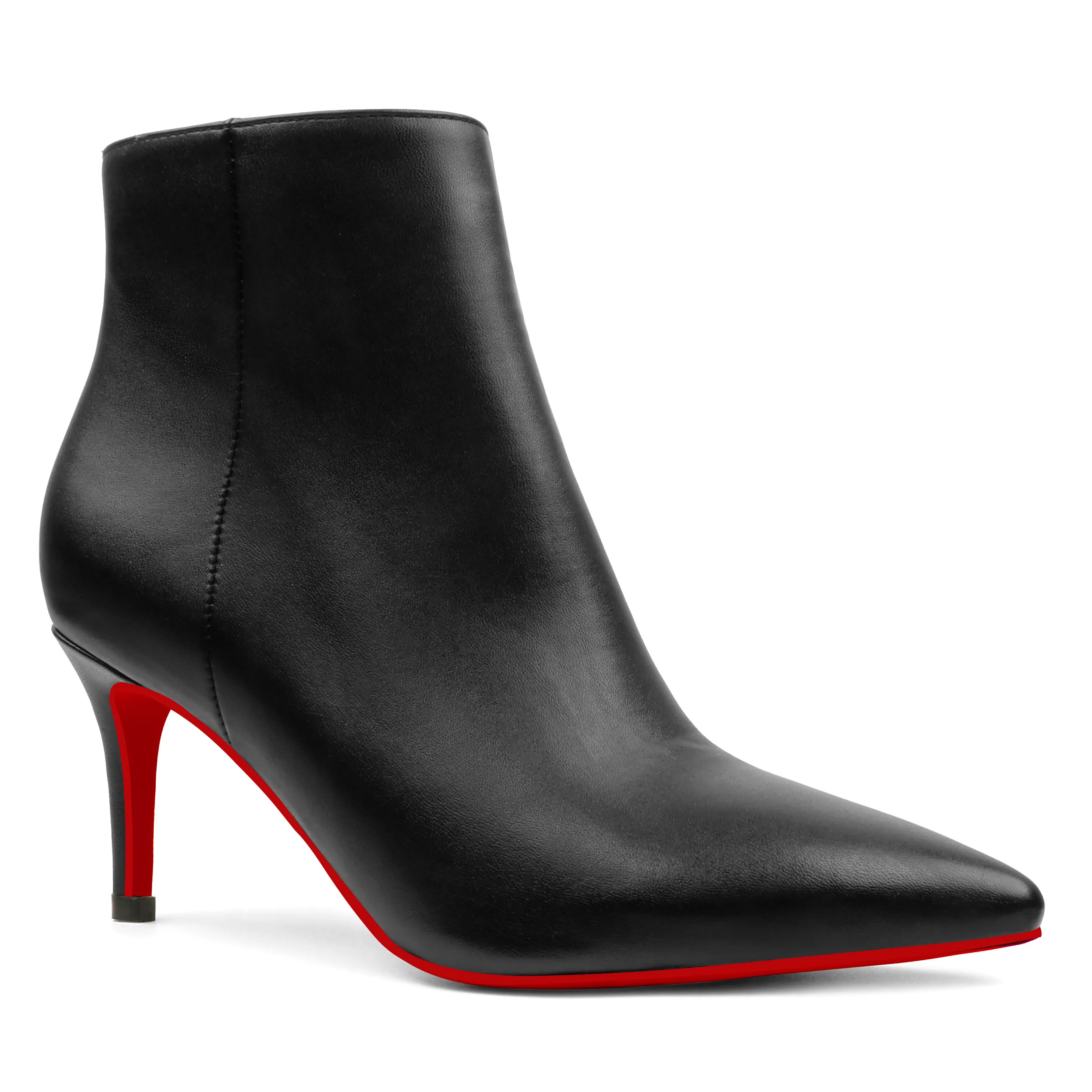 60mm Women's Ankle Boots Closed Pointed Toe Red Bottom Stilettos Booties-vocosishoes