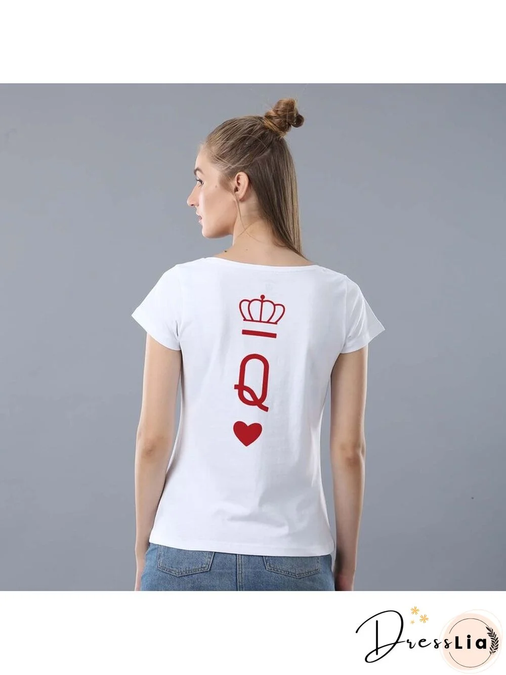 1pcs KING QUEEN Princess Prince Family T-Shirt Women Men Tops Couple Card Suit Funny Design Tshirt