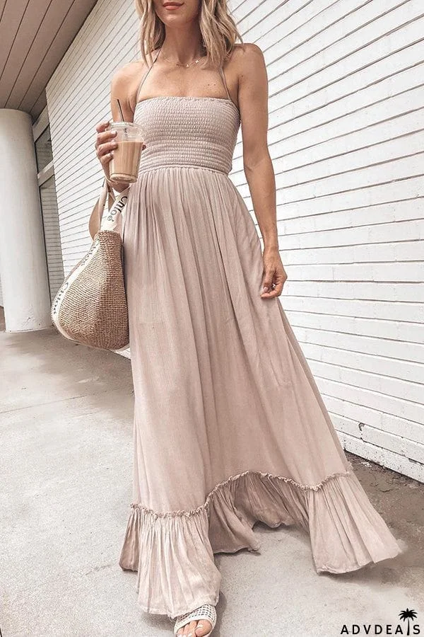 Sexy off Shoulder Halter Neck Casual Dress