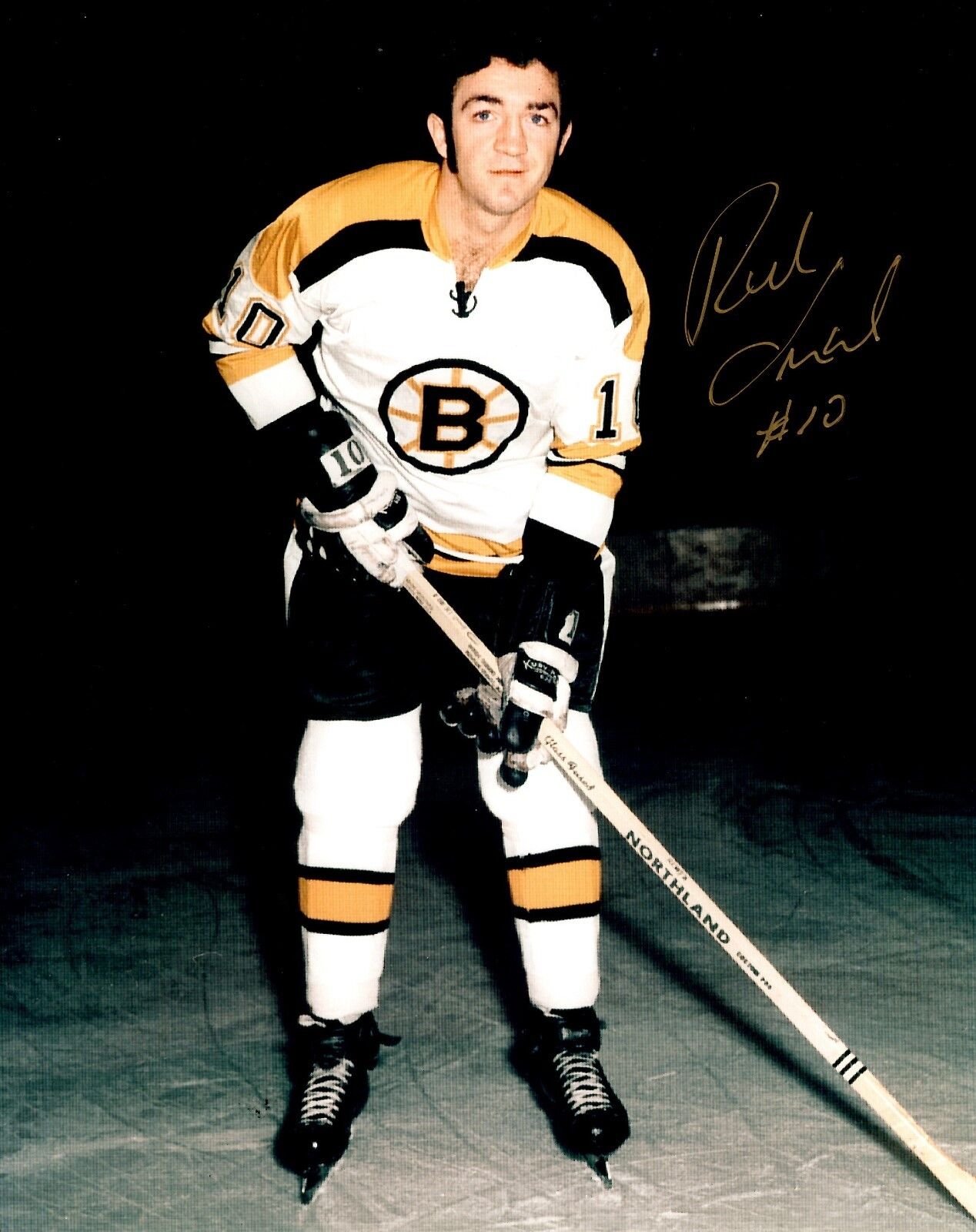 Signed 8x10 RICK SMITH Boston Bruins Photo Poster painting - COA