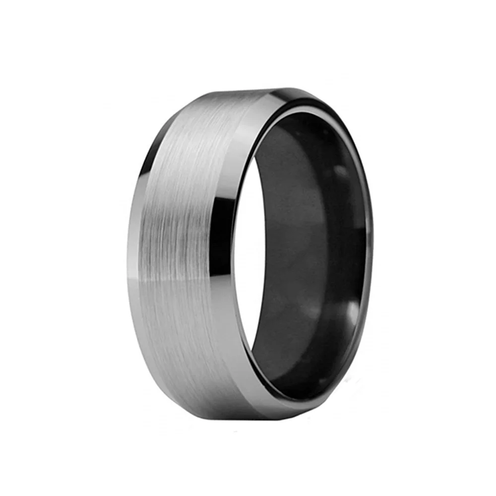 4MM 6MM 8MM 10MM Matte Brushed Men Tungsten Carbide Rings Beveled Edge Wedding