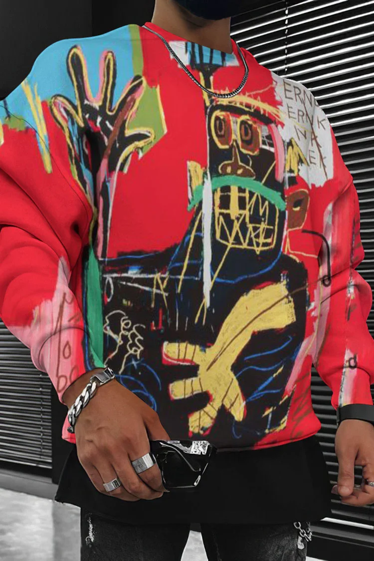 Tiboyz Art Fun Illustration Face Casual Sweatshirt