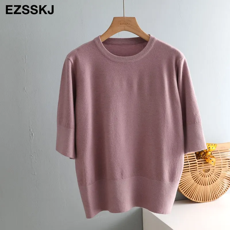 chic Autumn winter loose thick Sweater Pullovers Women half Sleeve casual 2020  o-neck warm basic Sweater knit Jumpers top