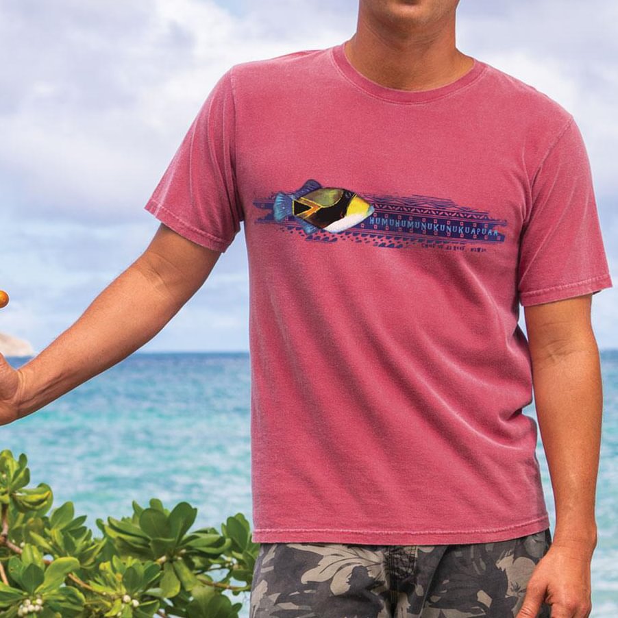 Big Reef Paradise Red Round Neck Short Sleeve T-Shirt