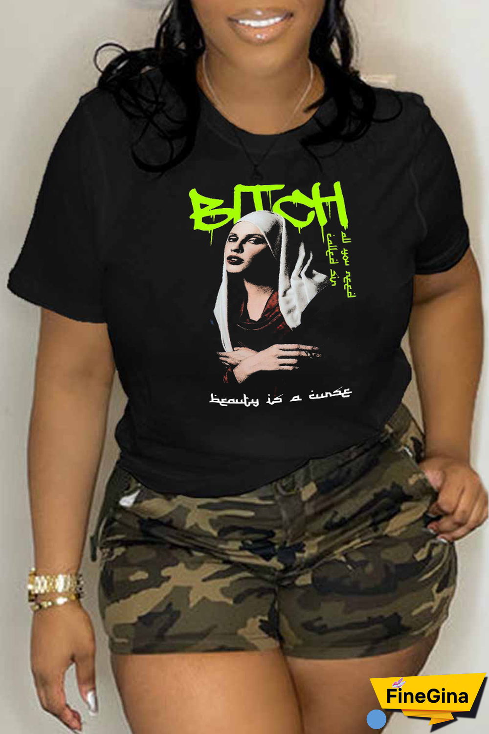 Black Street Vintage Print Patchwork O Neck T-Shirts