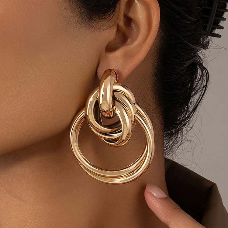 Festival Gold Geometric Circular Plating Earrings