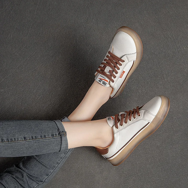 Summer Thin Leather Women Retro Casual Shoes