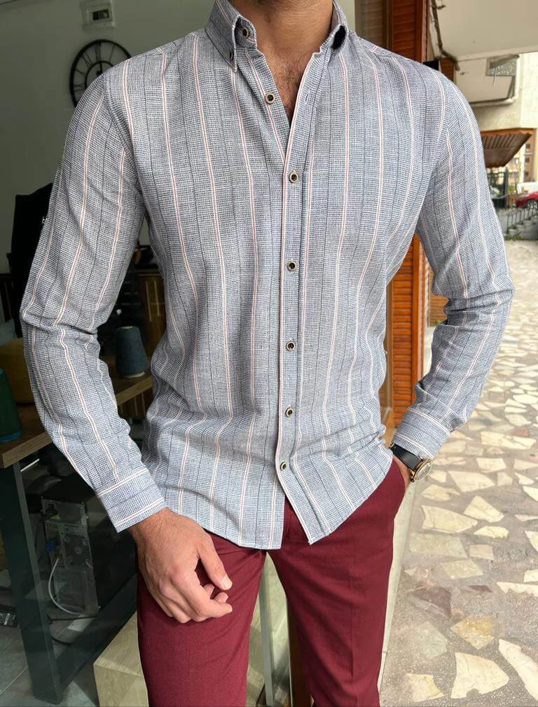 Striped Gray Cotton Shirt