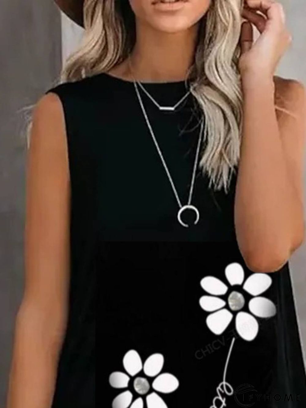 Fit Jersey Floral Crew Neck Tanks & Camis | IFYHOME