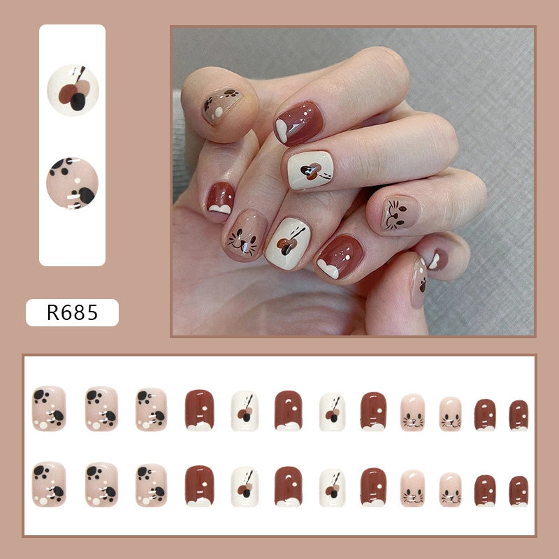 Simple And Cute Classic Style Autumn And Winter Wear Armor Cheap Hot Sale Nail Sticker Caramel Amber Finished Product Fake Nails