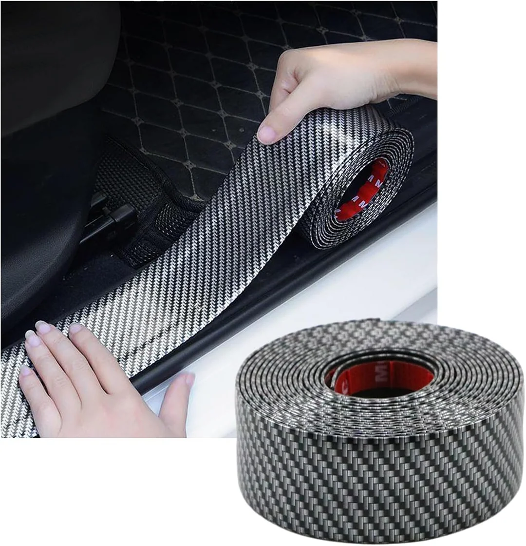 Car door anti-collision and anti-scratch cover sticker, waterproof carbon fiber door sill protection tape