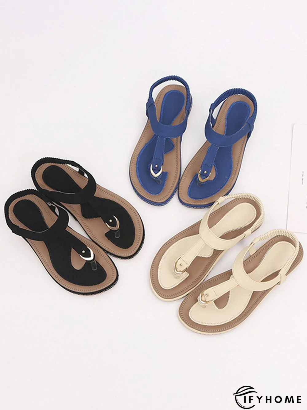 Women's Beach Metal Buckle Trim Flip-On Sandals | IFYHOME