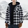 Autumn and Winter Thick Cotton-padded Plaid Long-sleeved Loose Hooded Men's Jacket