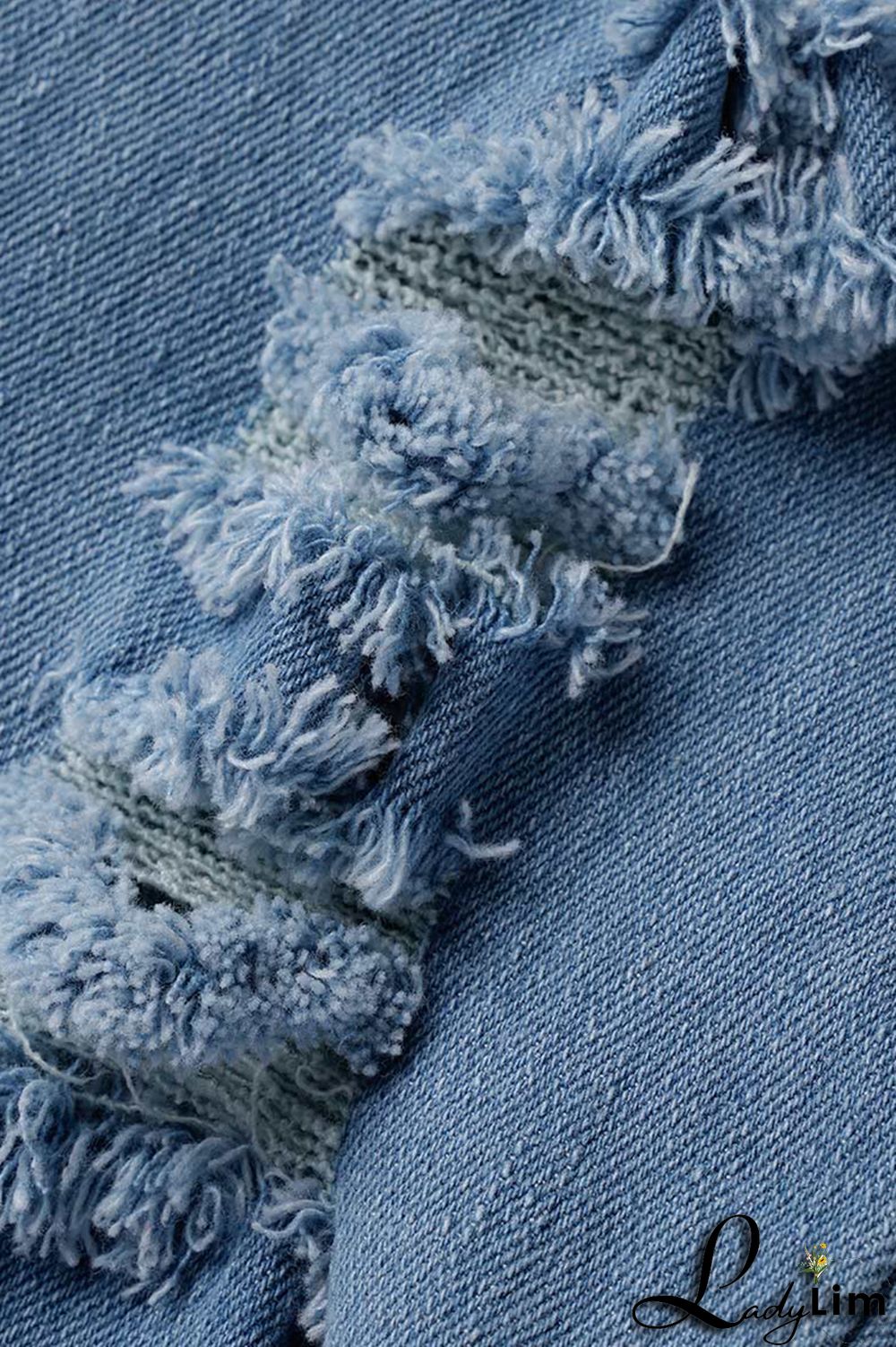 Blue Fashion Casual Solid Ripped High Waist Skinny Denim Shorts