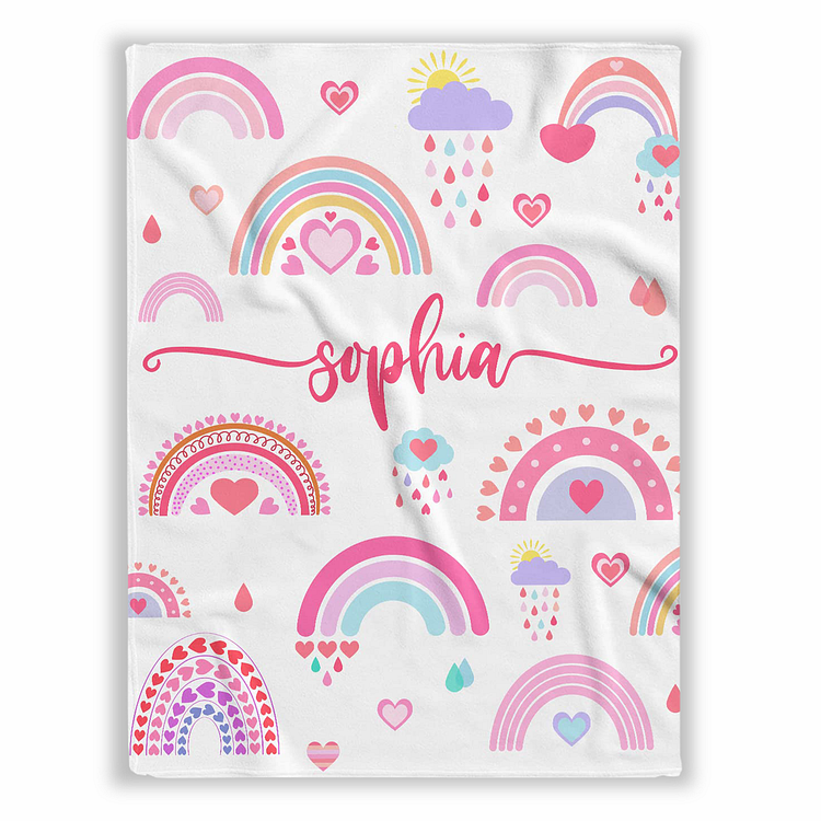 BlanketCute-Personalized Lovely Kid Rainbow Blanket with Your Kid's Name | 13