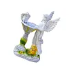 Solar Powered Garden Statue with RGB Light Hand Paint Lawn Ornament Waterproof Solar Fairy Decoration Statue for Patio Lawn Yard Outdoor Decor