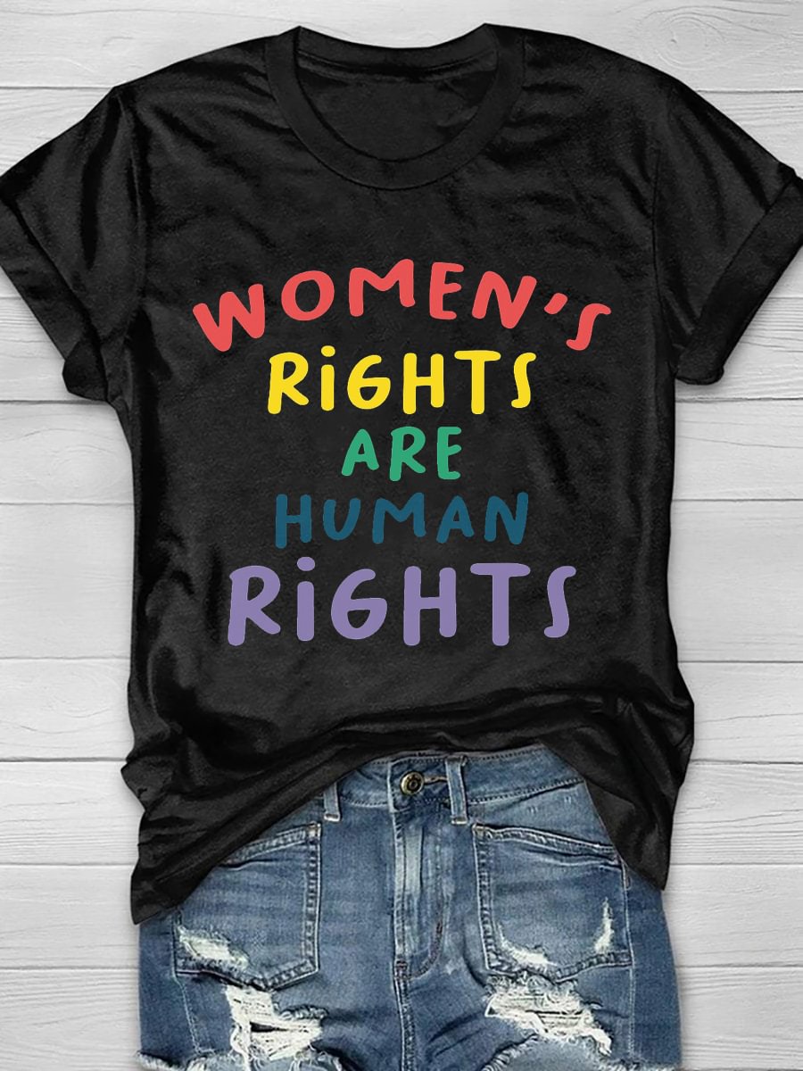 Womens Right Are Human Right Print Short Sleeve T-shirt