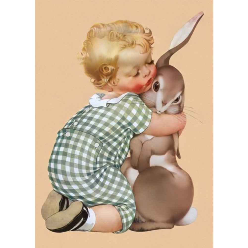 

30*40CM - Round Drill Diamond Painting - Rabbit Boy, 501 Original