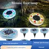 4Pcs LED Mosaic Solar Disk Light IP44 Waterproof Decorative Driveway Lamps Solar-Powered Ground Mosaic Disk Lamp for Outdoor Walkway Patio & Lawn