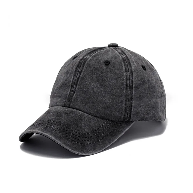 Washed Cotton Solid Color Men Unisex Baseball Caps - Krazyskull