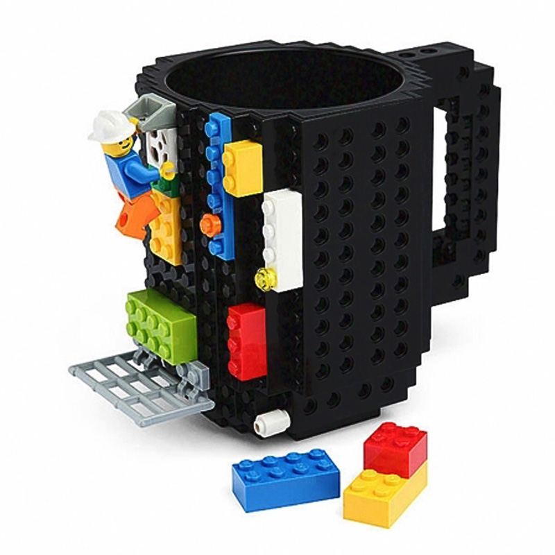 

350ML Build-On Brick Building Blocks Coffee DIY Block Puzzle Mug, Black, 501 Original