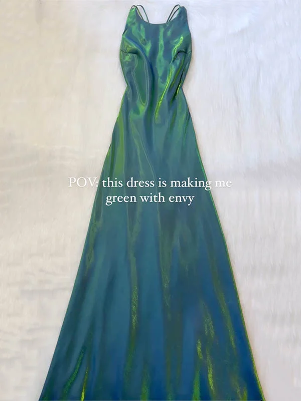 Solid Color Sleeveless Spaghtti-Neck backless Elegant Maxi Dresses