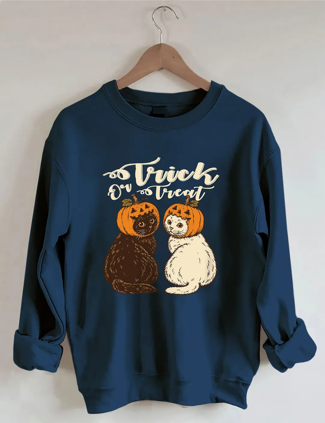 Trick Or Treat Halloween Pumpkin Cat Sweatshirt