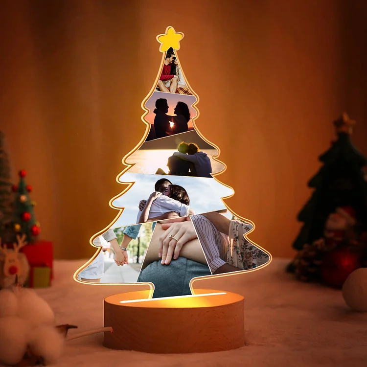 Personalisiertes 7 Fotos Weihnachtsbaum Nachtlicht