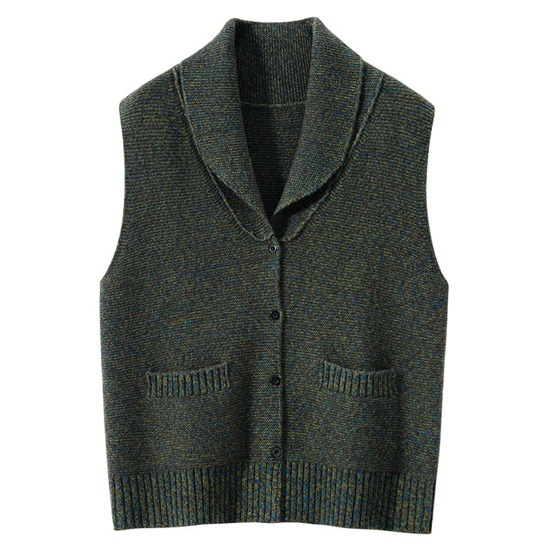 Lapel Cashmere Vest With Pockets REAL SILK LIFE