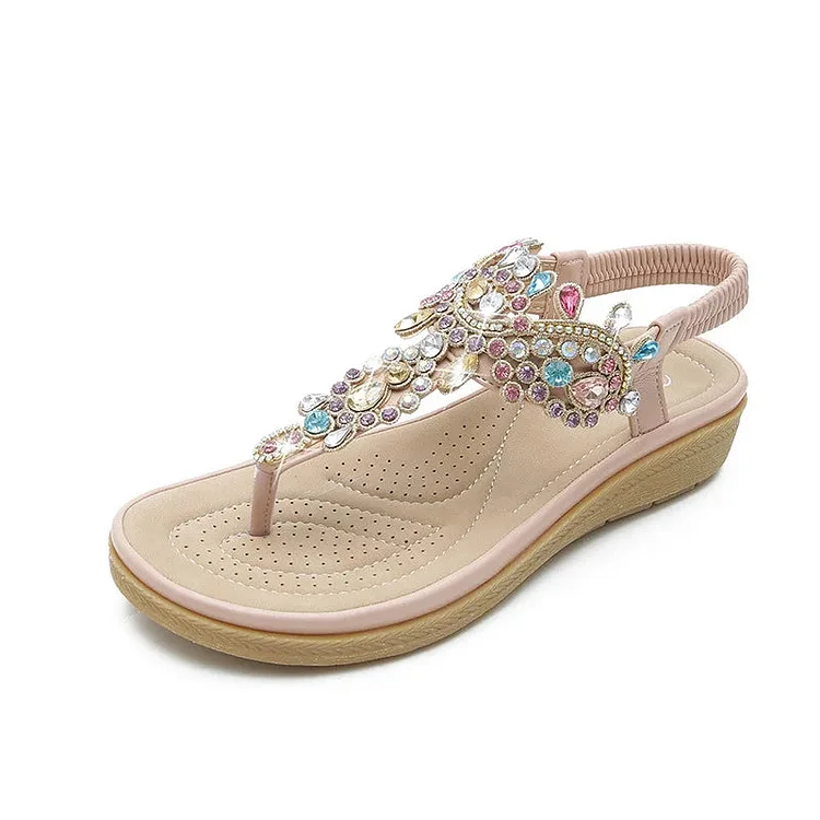 Fashionable women's sandals with rhinestones and platform shopify Stunahome.com