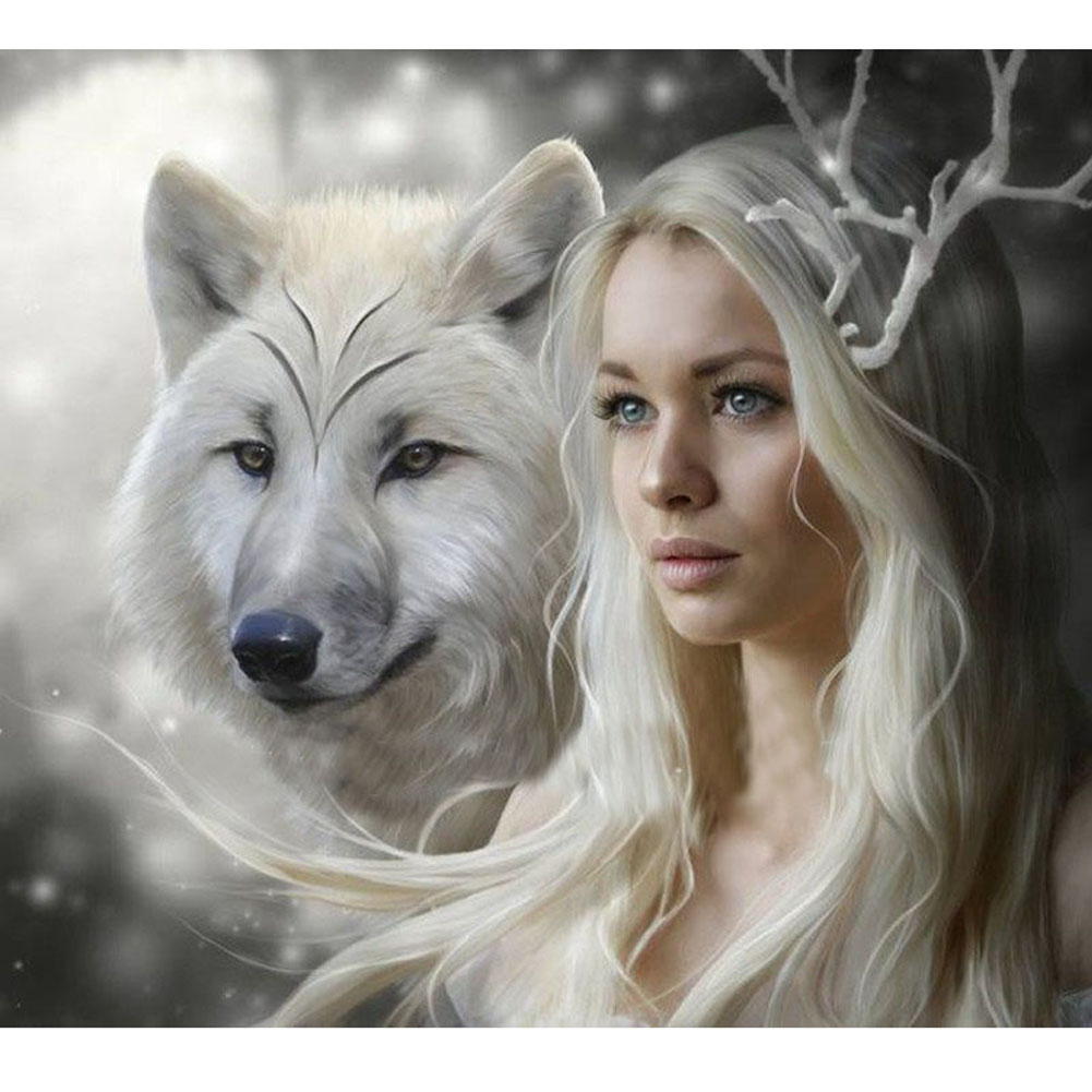 

Wolf Beauty - Round Drill Diamond Painting - 30*25CM, 501 Original