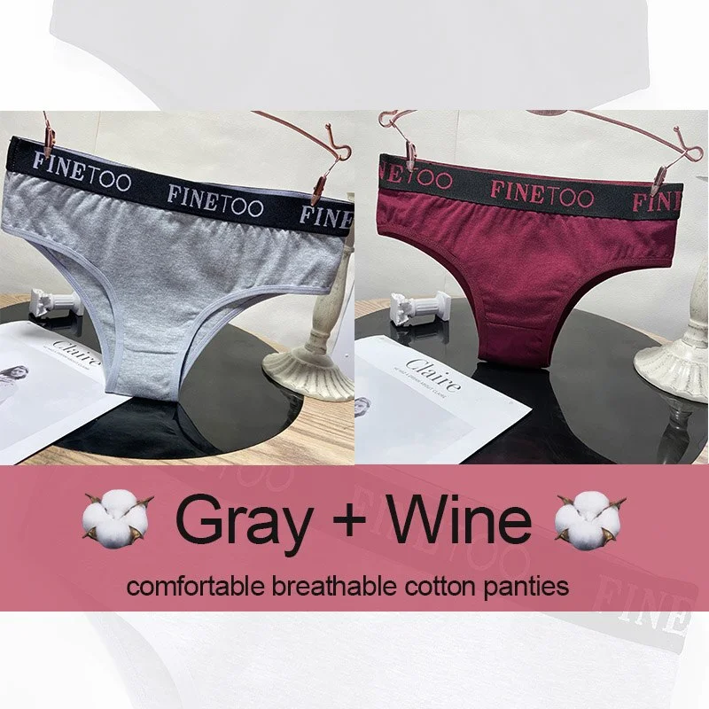 M-XXL Women's Panties Cotton Underwear Sexy Lingerie Panties Female Underpants Briefs Intimates Finetoo Cotton Pantys 2PCS/Set