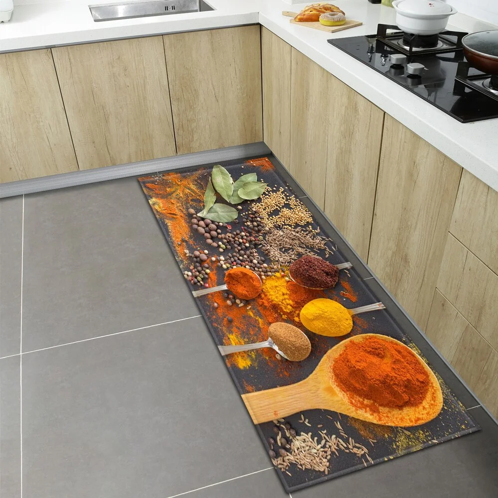 Spices Kitchen Mat Home Entrance Doormat Hallway Balcony Bathroom Anti-Slip Rug Bedroom Living Room Floor Decoration Long Carpet