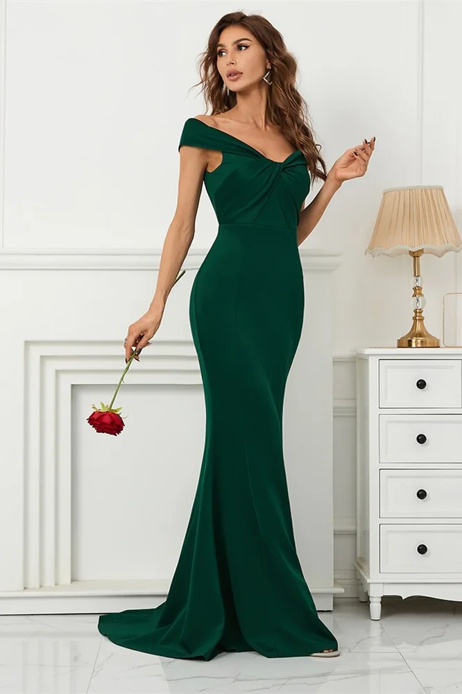 Daisda Dark Green Off-The-Shoulder Mermaid Sweetheart Evening Dress On Sale