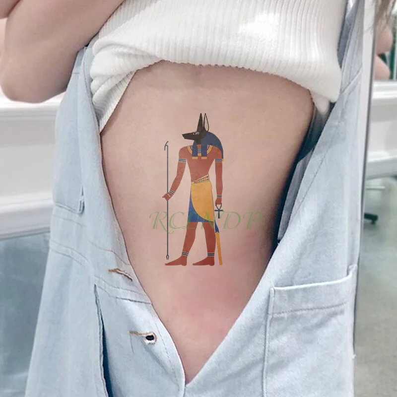 WaWaterproof Temporary Tattoo Sticker ancient Egypt Pharaoh Abinus metallic gold golden tatto flash tatoo fake tattoos