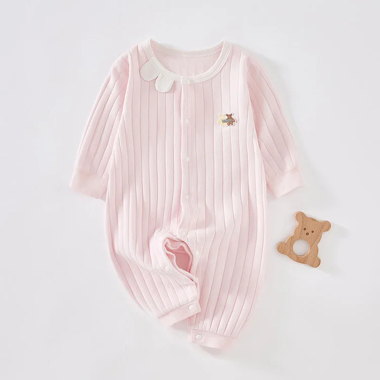Baby Embroidered Bear Round Neck Romper