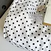 Polka Dot Nylon Storage Shoulder Bag with Key Ring Expandable Keychain Tote Bag Large Capacity Stylish Foldable Tote Handbag for Shopping Travel Commute
