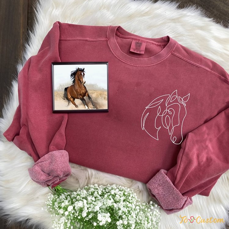 TOSCUSTOM™ Custom Embroidered Horse Sweatshirts Personalized Line equine Hoodies