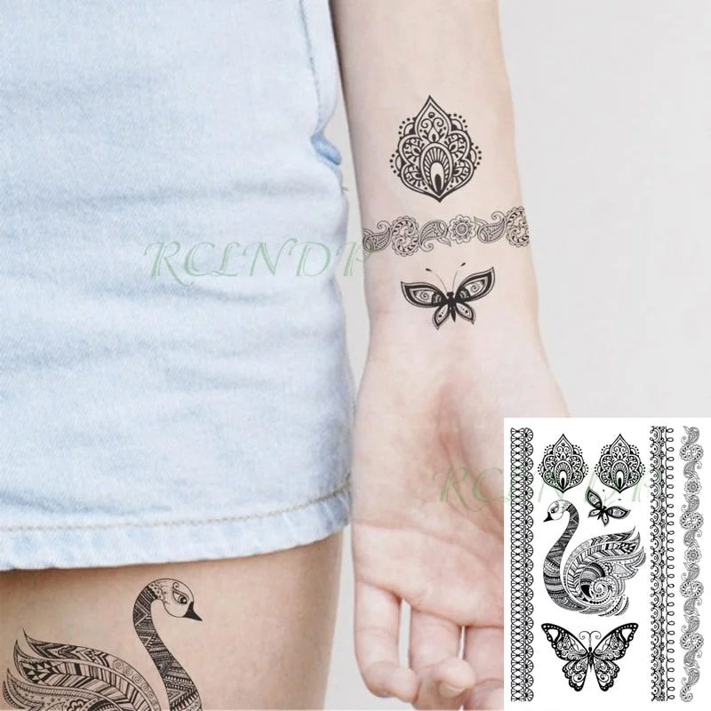Waterproof Temporary Tattoo Sticker Tribal totem band Fake Tatto Personality Flash Tatoo Waist Arm Foot Tato for Girl Women Men