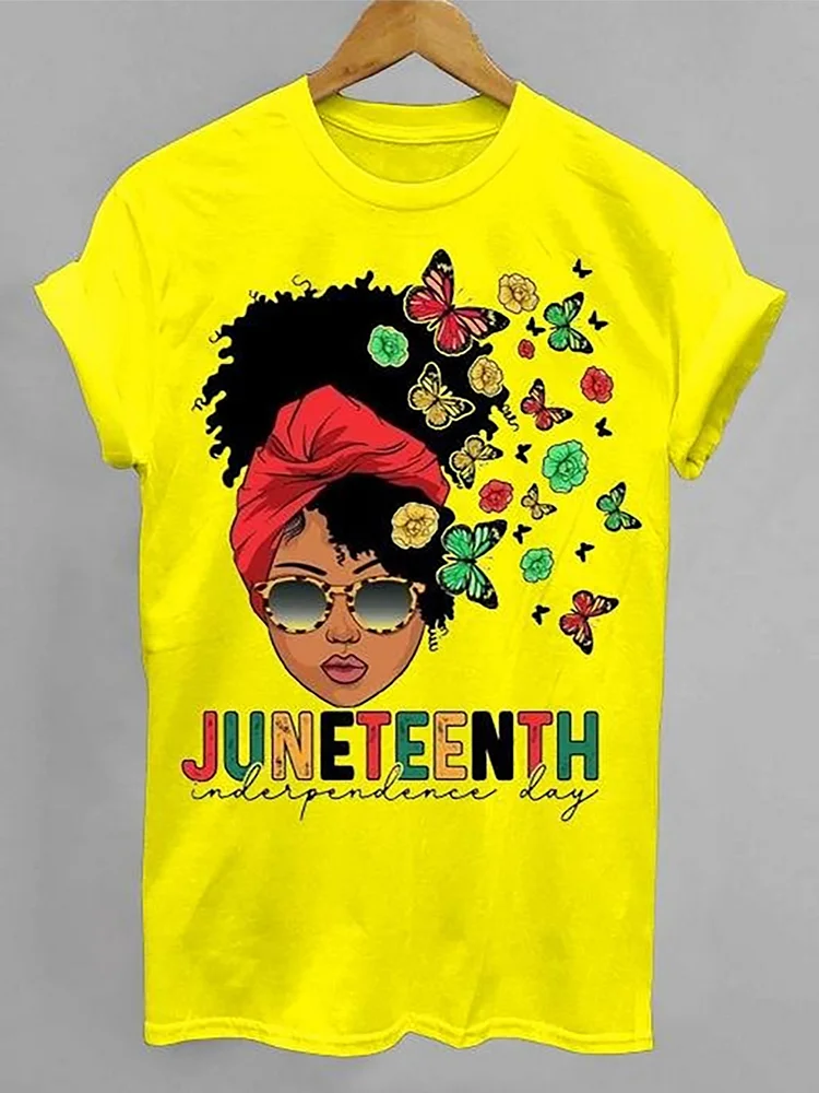 Women's Juneteenth Independence Day Printed Short-Sleeved T-Shirt 