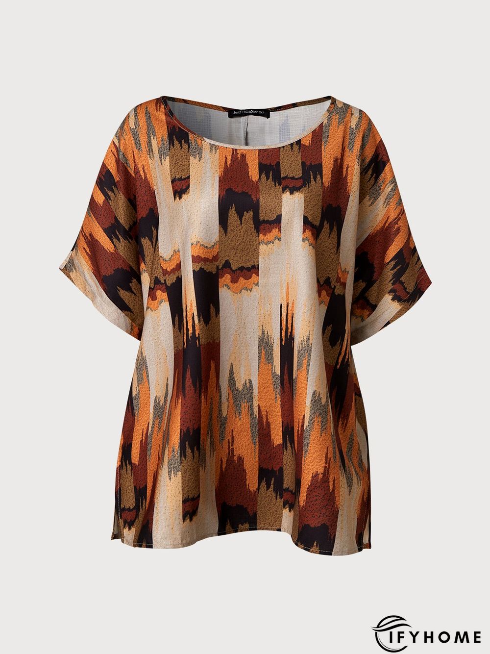 Retro Color Blocking Printed Ladies Top | IFYHOME