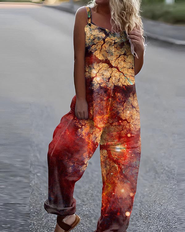 Ladies Loose Casual Printed Jumpsuit