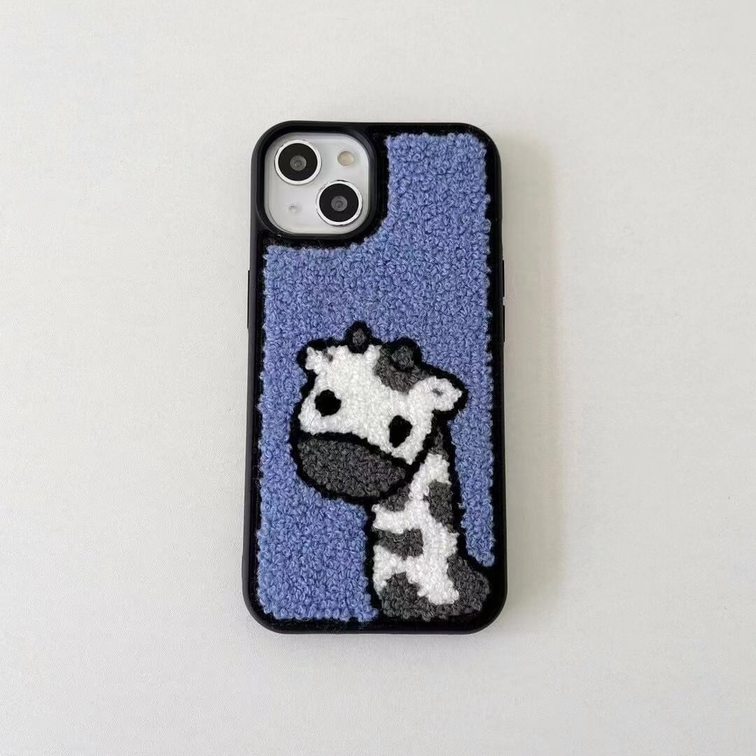 Towel Embroidered Cartoon Animal Phone Case