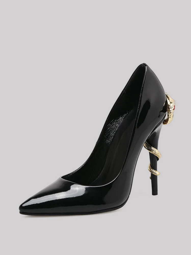 100mm Women's Classic Pointed Toe Red Bottom High Heels for Party Wedding Pumps Special Snake Heels  Shoes