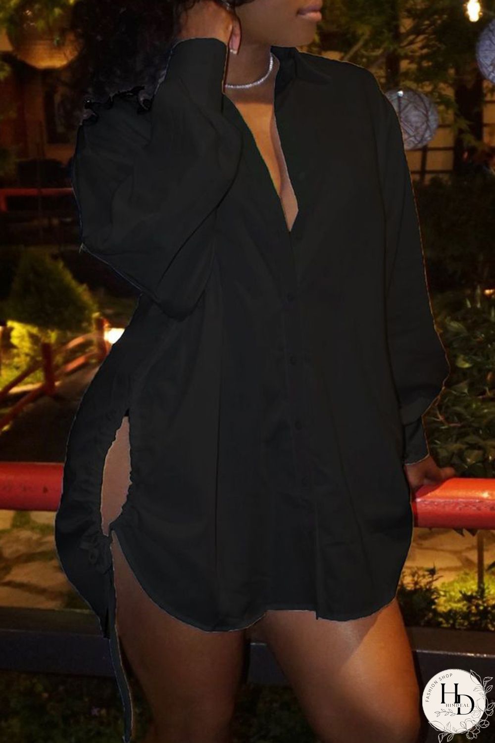 Yellow Fashion Casual Solid Bandage Hollowed Out Turndown Collar Shirt Dress