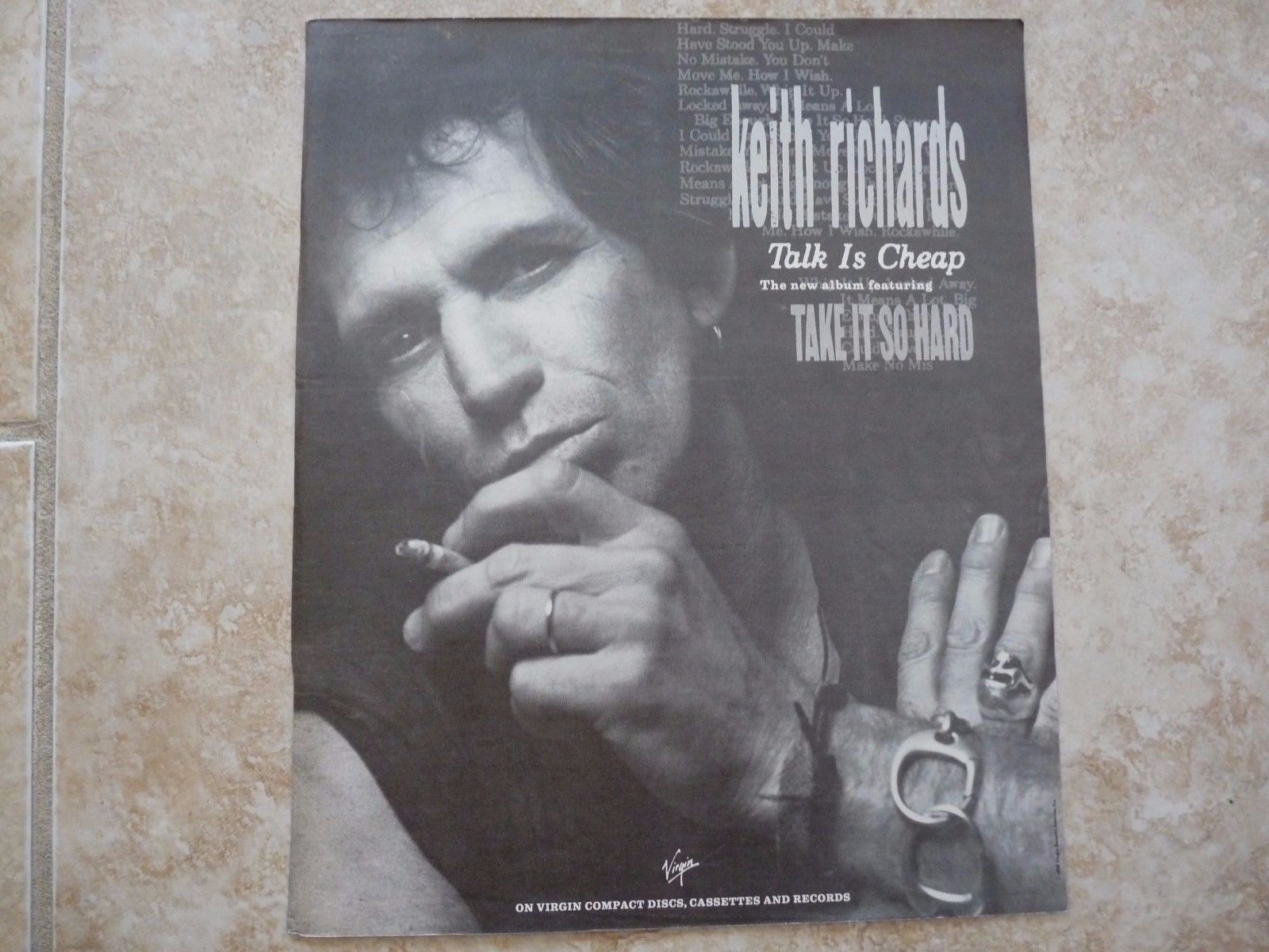 Keith Richards Rolling Stones Talk Is Cheap Solo LP 9.5 x 12 Magazine Photo Poster painting Ad