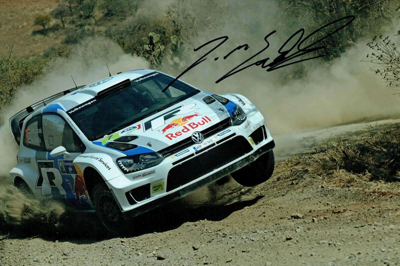 Jari Matti LATVALA RALLY DRIVER SIGNED AUTOGRAPH 12x8 VW Polo Photo Poster painting AFTAL COA