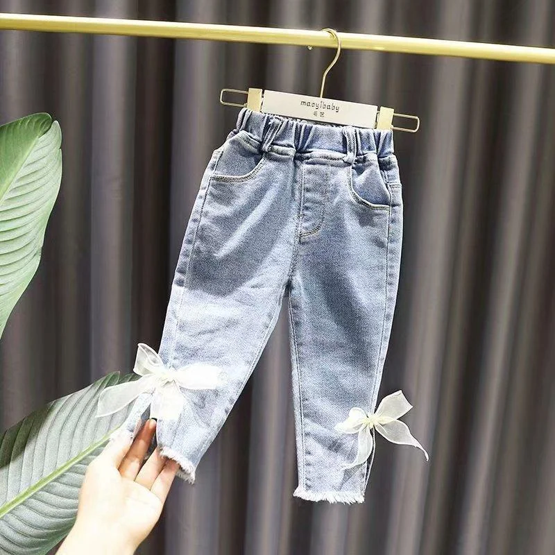 Baby Girls Jeans Lace Jeans Pants For Girls Elastic Waist Kids Jeans spring Autumn Novelty Clothes For Infant Girls Trousers&nbsp;